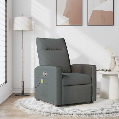 Homgoday Massagesessel Dunkelgrau Fernsehsessel Sessel Verstellbar Massagesessel Ruhesessel Moderner Relaxsessel TV Sessel für Wohnzimmer Stoff