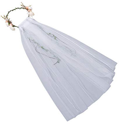 CALLARON Blumiger Brautschleier Haarschmuck Mit Kunstblumenkranz Für Hochzeiten Feste Fotoshootings Und Tägliches Styling Eleganter Strapazierfähiger Tüll Mit Farbenfrohen Blumen Farbe