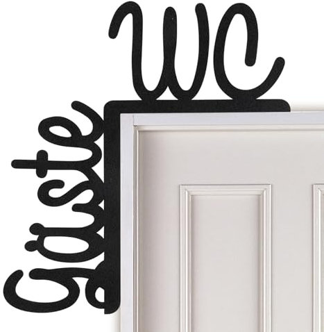 WC Schild Selbstklebend Gäste Wc Toilettenschild Kein Bohren WC Deko für Toilettentür schwarz