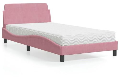Juroupi Bett mit Matratze Betten Bett Mit Matratze Bed Frame Bettgestell Polsterbett Rosa 100x200 cm Samt
