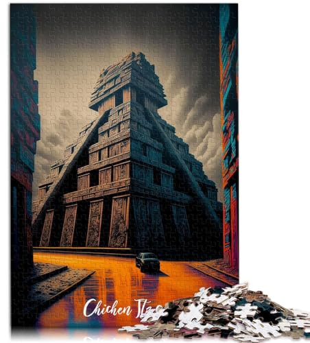 Puzzle für Erwachsene, 1000 Teile, Artsy Chichen Itza, Familienunterhaltungsspielzeug, 10,27 x 14,96 Zoll, Teenager ab 14 Jahren
