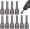 Impact Driver Bit Set, Deep Socket Set, 8mm Magnetic Nut Setter Driver Drill Bit, 10pcs 1/4'' Quick-Change Hex Shank Bit Socket Setter, Driver Bits Holder with Aluminum Alloy Snap Clip, 42mm Length