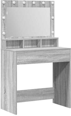 vidaXL Schminktisch mit LED-Leuchten Grau Sonoma 79x41x135 cm