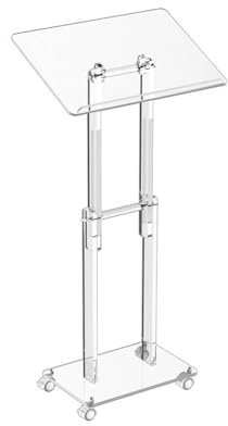 GXFWJD Podiumständer aus Acryl mit feststellbaren Rädern, winkel- und höhenverstellbar, transparent, Rollpodium, mobile Rednerpulte und Kanzeln, für Klassenzimmer, Konzerte, Kirche, Rede, vielseitig