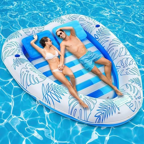Luftmatratze Wasser Hängematte,Doppel-Schwebebett ,Aufblasbarer schwimmender Loungesessel Liebesherz,Pool-Flöße Schwimmsessel für Erwachsene,Aufblasbare Pool Spielzeug für Partys,Sommer,Wasser,Strand