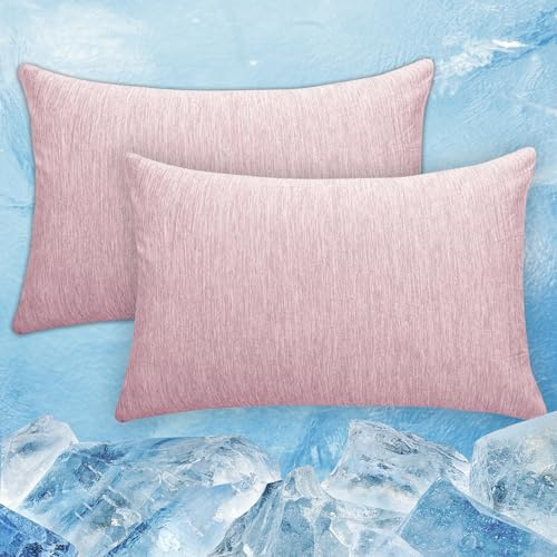 RUMBALUXY kühlende Kissenbezüge 2er-Set 50 x 75 cm, Q-Max > 0,45 Arc-Chill Faser für Heißschläfer, Schwangere & bei Nachtschweiß, Haarschonend & Atmungsakti mit Reißverschluss, Rosa