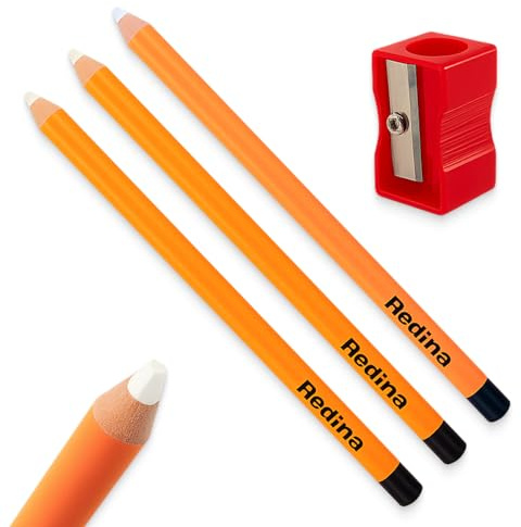 Radiergummi Stift 3er Set – Präzises und sauberes Radieren mit Radiergummi für Kinder, Schule und Künstler, innovatives Stift-Design, inklusive Spitzer, Orange, 18 cm Länge, 9,6 mm Durchmesser