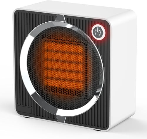 Chauffage d’appoint 500W, Radiateur Soufflant Céramique PTC, Mini Radiateur Electrique, Portable Silencieux, Sécurité Surchauffe/Anti-Basculement pour Salle de Bain et Petites Pièces