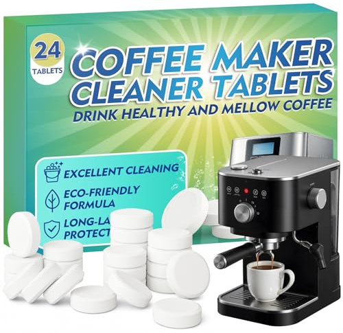 Coffee Machine Cleaning Tablets, 24 Espresso Machine and Coffee Maker Cleaner, Descaling and Maintenance Coffee Machine Cleaner, Coffee Oil Remover, Compatible with Most Machines