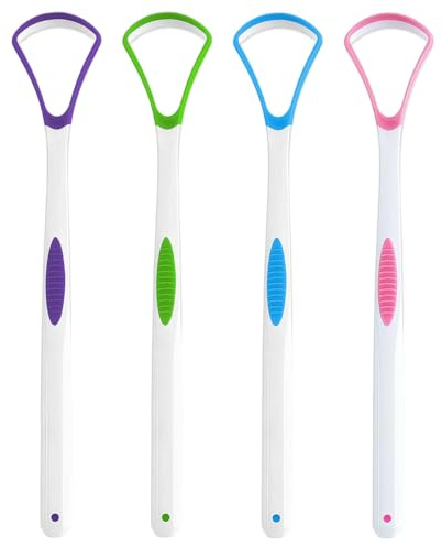 Set da 4 Raschietto Pulitore per Lingua, Raschia Lingua, Pulisci Linguas, Plastica Spazzola e Raschiatura, Tongue Cleaner Scraper Soft Linguas per Mantenere un Alito Fresco