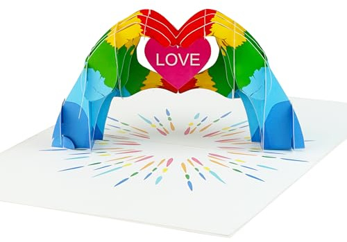 3D Pop-Up Karte pride Regenbogen, hochwertige 3D Grußkarte mit Herz-Motiv für lgbtq+, Pride, Liebe & besondere Anlässe, valentinstag, gay love, karte queer liebe