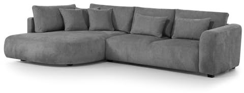 MW EURO-MEBLE Ecksofa Jacobs L - Wohnlandschaft, Polstersofa, Polstercouch (Linke Seite - Grau: Tresor 16)