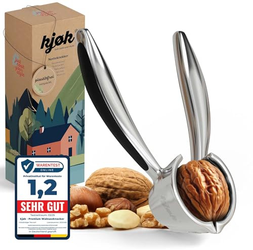 kjøk Schiaccianoci in metallo robusto per noci e nocciole – 350g, Rompinoci in lega di zinco cromata, aprinoci per frutta secca dura, Strumento resistente da cucina