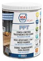 Ica For You FFT60 - Fondo-Finitura Trasparente per Legno ad Alta Resistenza, Vernice per Interni, Base Acqua, Resistente a graffi e macchie, Semilucido, 0.75 L - FFT60-0075