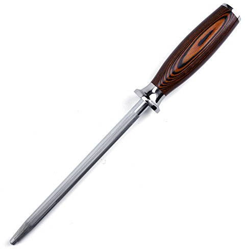 TUO Honing Steel 8 inches Professional Knife Sharpener German Steel Sharpening Rod with Pakkawood Handle-Fiery Phoenix Series