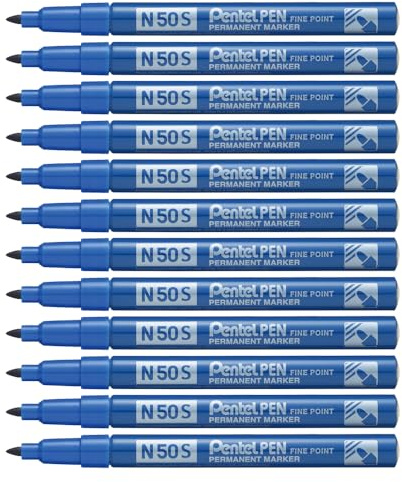 Pentel N50S Bullet Tip Permanent Marker - Blue (Pack of 12)