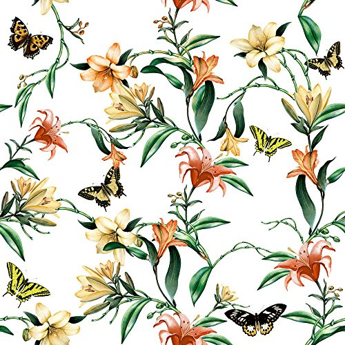 20 Servietten Schmetterlinge an Ranken/Blumen/Sommer/Tiere 33x33cm