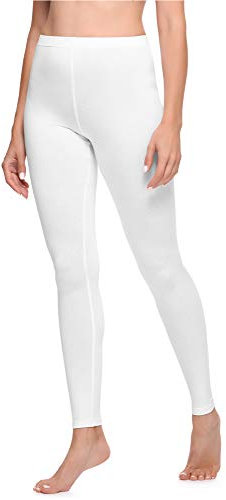 Ladeheid Damen Lange Leggings aus Baumwolle LA40-133 (Weiß, XS)