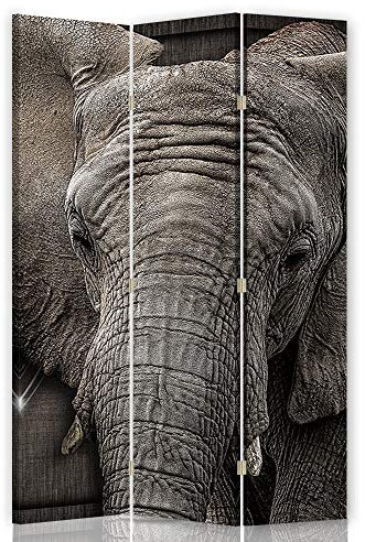Trennwand Pinnwand Elefant Raumteiler 3-teilig beidseitig Grau 110x175 cm