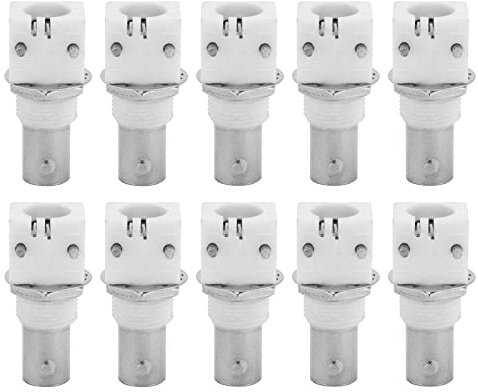 Garosa 10Pcs BNC-Buchse rechtwinklig Löt-Leiterplattenmontage mit Mutter Schottverbinder Kunststoffart ß Leiterplatte BNC-Buchse BNC-Überwachungsvideostecker 2P BNCQ9 Adapter für