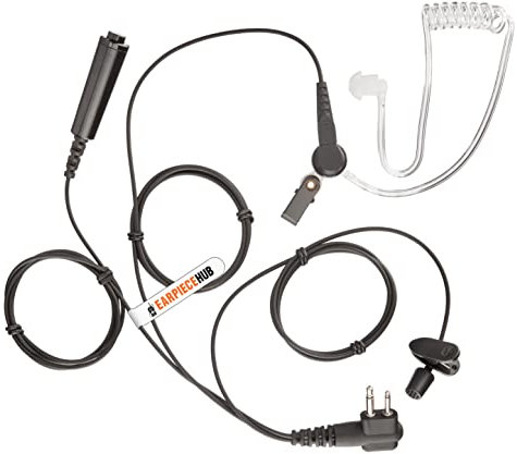 EarpieceHub 3 Wire Earpiece [ Covert Acoustic Headset ] Compatible with Motorola 2 Pin Radio CP040, CP140, GP300, XTN, DTR 2 Way Radio