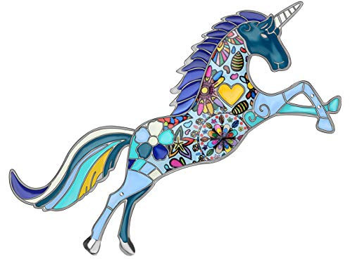 DUOWEI Leckeres 6 Farben Einhorn Pferd Brosche Fancy Einhorn Anstecknadel Kleidung Schal Zubehör für Frauen Mädchen Schmuck Geschenke (Blau)