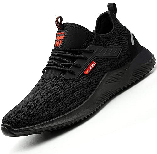 Safety Trainers Steel Toe Cap Men Safety Shoes for Women Shoes Work Trainers Black Size 8 UK Lightweight Men's Work & Utility Footwear Breathable Construction Industrial Sneakers Sport Sneakers
