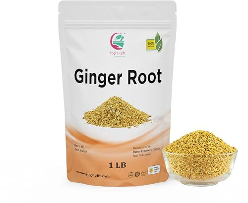 Dried Ginger Root 1 LB (454 Grams) | Cut and Sifted Dried Ginger Pieces | As Spicy Taste | Flavourful Indian Spice |100% Pure and Natural For Making Flavourful Tea | By Yogi's Gift®