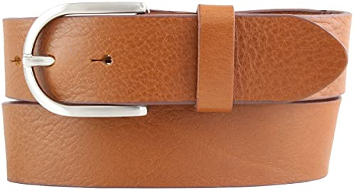 BELTINGER Damen-Gürtel aus Vollrindleder 4 cm | Jeans-Gürtel 40mm | Mit Runder Schließe | Tabac 120cm