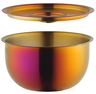 Buyer Star Generic 18/8 Stainless Steel Condiment Jar Stewing Bowl, Rice Bowl, Metal Mixing Bowl with Lid, Steamed Egg Bowl for Serving Soup, Fruit, Sauces, Rice, Ice Cream - Magic Red