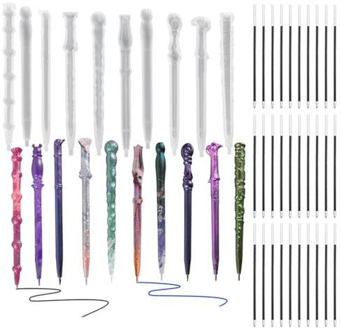 Koonafy 10pcs Stiftform Harzformen + 30pcs Nachfüllungen, Kugelschreiber Silikonform, Epoxidharz Silikonform Kit Gießformen für DIY Kugelschreiber, Handwerk und Kunst, Lehrer-Schüler-Schule