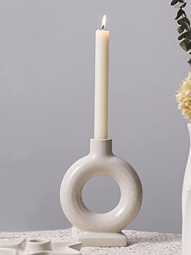OIWTLIFE Keramik-Kerzenhalter, Ringform, Kerzenhalter, nordischer Stil, dekorativer Kerzenhalter für Hochzeit, Tafelaufsatz, Wohnzimmer