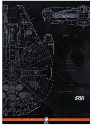 Displate Offiziell Star Wars MetallPoster Magnetische Befestigung Inklusive Lizenziert Bilder Hochwertiges Poster Episode Ix Blueprints - New Imperial Tiefighter Poster 67.5 cm x 48 cm