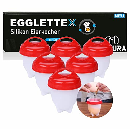 EGGLETTEX Eierkocher ohne Schale Eierbecher Silikon Egglettes