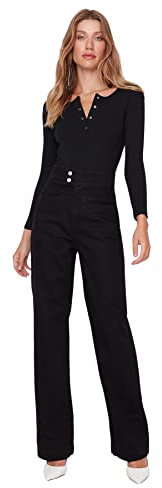 TRENDYOL Damen Trendyol Herren Hoher Bund Weites Bein der 90er Jeans, Schwarz, 38 EU