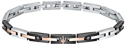 Iconic Bracelet Homme acier, zircons, PVD or rose, PVD noir - JM422ATJ09