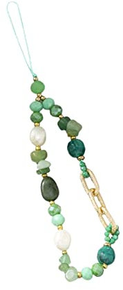 SCJJZ bijoux de telephone,cordon telephone portable,chaine telephone portable,1pcs chaîne de pendentif de cas de téléphone anti-perte de perle de cristal vert fait à la main