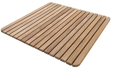 Nordic Style Premium Teak-Dusch- und Badematte für den Innen- und Außenbereich - rutschfeste Holzplattform für SPA, Sauna, Piscina, Whirlpool - Bodenbelag Dekor und Schutz (61 x 61 cm, Acabado