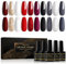 Shining She UV Nagellack, 10 Farben Glitzer Rot Weiß Grau Schwarz Gel Nagellack Soak-Off UV Gel Nial Polish Maniküre Set für Anfänger Art Salon DIY Nail, 8ML