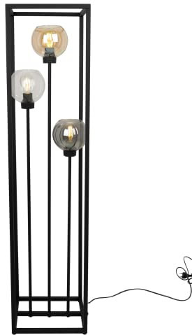 Light-Home HAGA CAGE Lampenschirm Stehlampe Modern - Standleuchte für Wohnzimmer Schlafzimmer Büro - Elegante Industrial Lampe -Schwarz - Mix - 130x30x25 cm