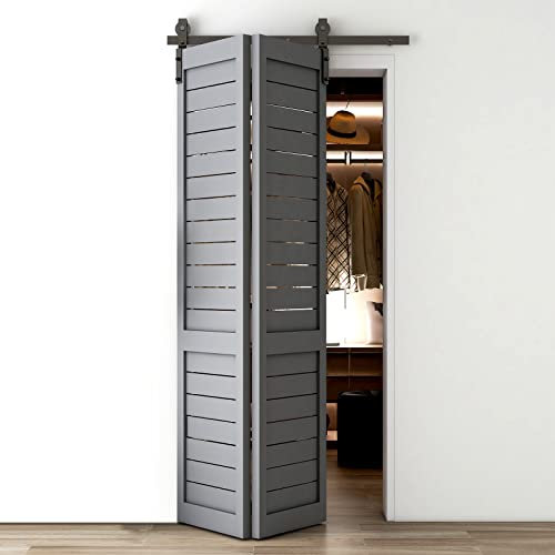 WOLFBIRD 4FT/120cm Bi-Folding Barn Door Hardware Sliding Track Kit for 2 Doors,Heavy Duty [Hardware Kit Only, No Door ]