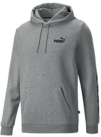 PUMA Herren Hoodie Essentials Tape Sports Sweatshirt Fleece Kapuzenpullover, Farbe:Grau, Artikel:-03 medium Gray Heather, Größe:XL