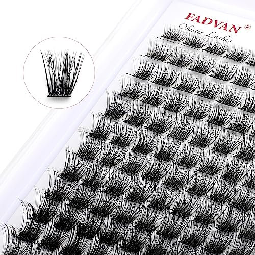 FADVAN Cils Volume Cluster Faux Cils Individuel 0.07mm D Curl Mix 8-16mm Extensions de Cils Cluster DIY Volume Russe Bouquet Effet 3D Cluster Lashes(C09)