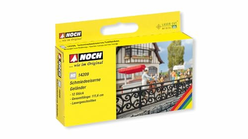 NOCH Ringhiera in ferro battuto, elemento decorativo modellismo per paesaggi H0, 12 pezzi con lunghezza totale 111,6 cm, Multicolore, 14209