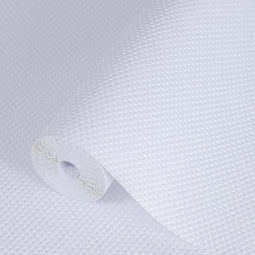 Hersvin 30cmx300cm Plastico Protector para Cocina Cajones, Alfombras Non Adhesivo para Nevera Mueble Fregadero Estante Organizador Cubiertos EVA Cubre Encimera(Blanco Punto)
