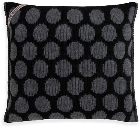 KNIT FACTORY - Cody Zierkissen - Quadratische Sofa Kissen - Schwarz/Anthrazit - Dekokissen mit Punkt-Muster - Couchkissen 50x50 cm - Kissenbezug mit Füllung und Bezug