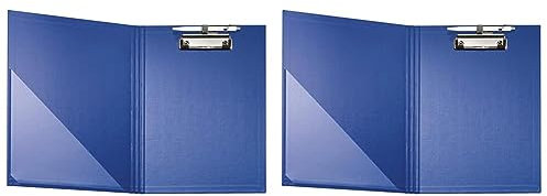 Original Falken Premium Klemmbrett-Mappe. Made in Germany. Mit stabilem Pappkern und Kunststoffbezug außen und innen für DIN A4 mit Tasche im Vorderdeckel mit Stiftehalter blau (Packung mit 2)