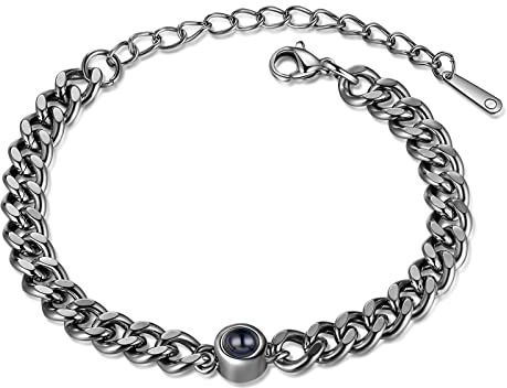 lorajewel Personalisiertes Armband mit Bild Projektionsarmband für Damen Foto Armband Silber-Roségold-Armband Muttertag Vatertag Weihnachtsschmuck