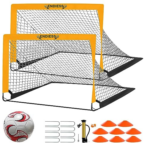 Porte da calcio sportive per bambini, set di reti da calcio pieghevoli pop-up, mini porte da calcio, perfette per giochi in giardino. (arancione)