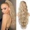 PORSMEER 30 Zoll 75cm Ponytail langer wasser locken pferdeschwanz für frauen, lockiger gewellter clip in haarverlängerunge mit kordelzug, natürliches kunsthaar (Kastanienbraun gemischt blond)
